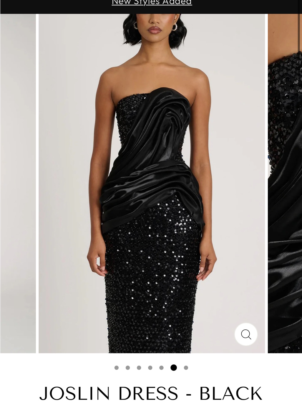 Strapless Black Sequin Midi Dress With Draped Satin Detail — image 4 of 8